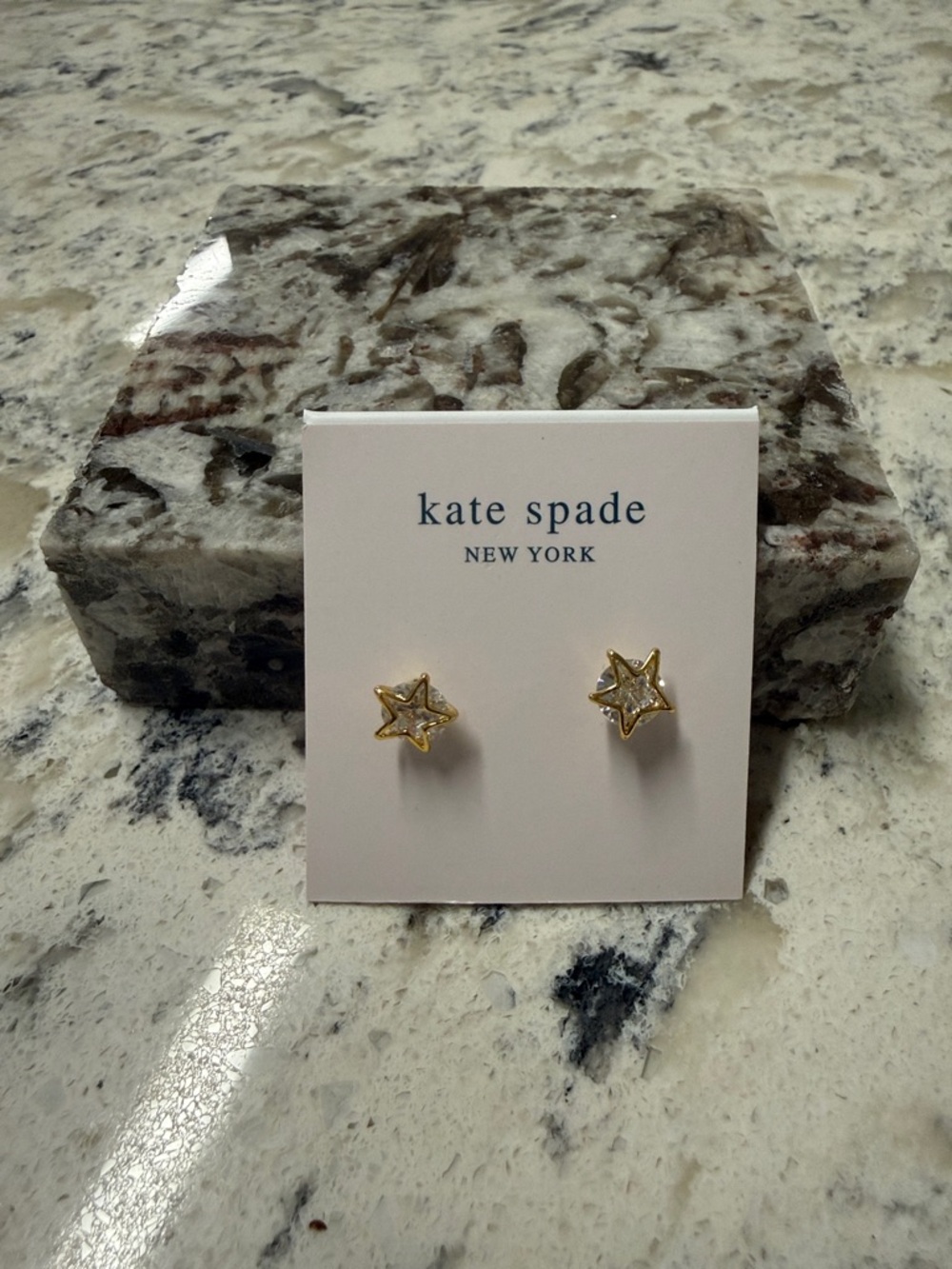 kate spade gold-tone star crystal stud earrings
